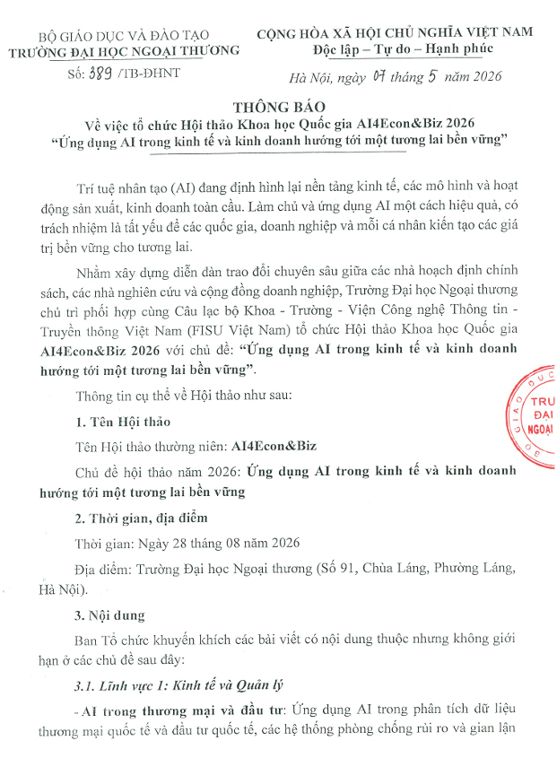 Thông báo tổ chức hội thảo - Trang 1
